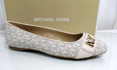 Michael Kors Jilly Ballet Flat Shoes Round Toe MK Logo Vanilla Ivory Size 8 - Image 1 of 4