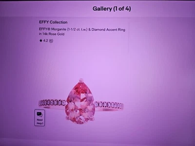 EFFY  SOLID ROSE GOLD 14K 1.5 ct Morganite & Diamond Ring Size 7 NWT  - Image 1 of 4