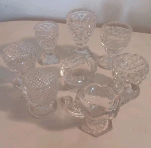 Restposten 8 x geschliffenes Glas Kristall Sockel offen Salzkeller Vintage Geschirr - Bild 1 von 9