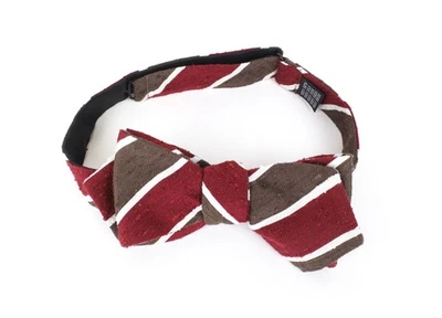 SUITSUPPLY Pajarita Hombre ~45 cm Rojo Marrón Pura Seda Rayas Mariposa Clásica Formal Foto 1 de 4