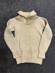 Vintage Spalding Knit Sweater Henley Button Thick Heavy 1930s USA Beige Mens - Picture 1 of 7