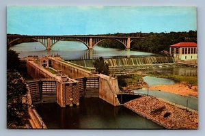 Postkarte Vintage Minnesota US-Regierung Damm und Schleusen Ford Bridge Minneapolis - Bild 1 von 2
