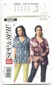 BUTTERICK B5905 TOPS HOLGADOS EASY MISSES TALLA 8-16 SIN CORTAR 2013 - Imagen 1 de 3