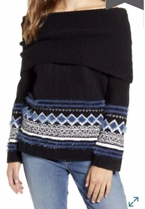 NWT Caslon Fair Isle Convertible Cowl Neck Pullover Sweatshirt Size 4X - Picture 1 of 8
