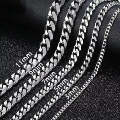 Uomo Argento Acciaio Inox Collana Collegamento Barbazzale Astuccio Moda Spesso - Immagine 1 di 4