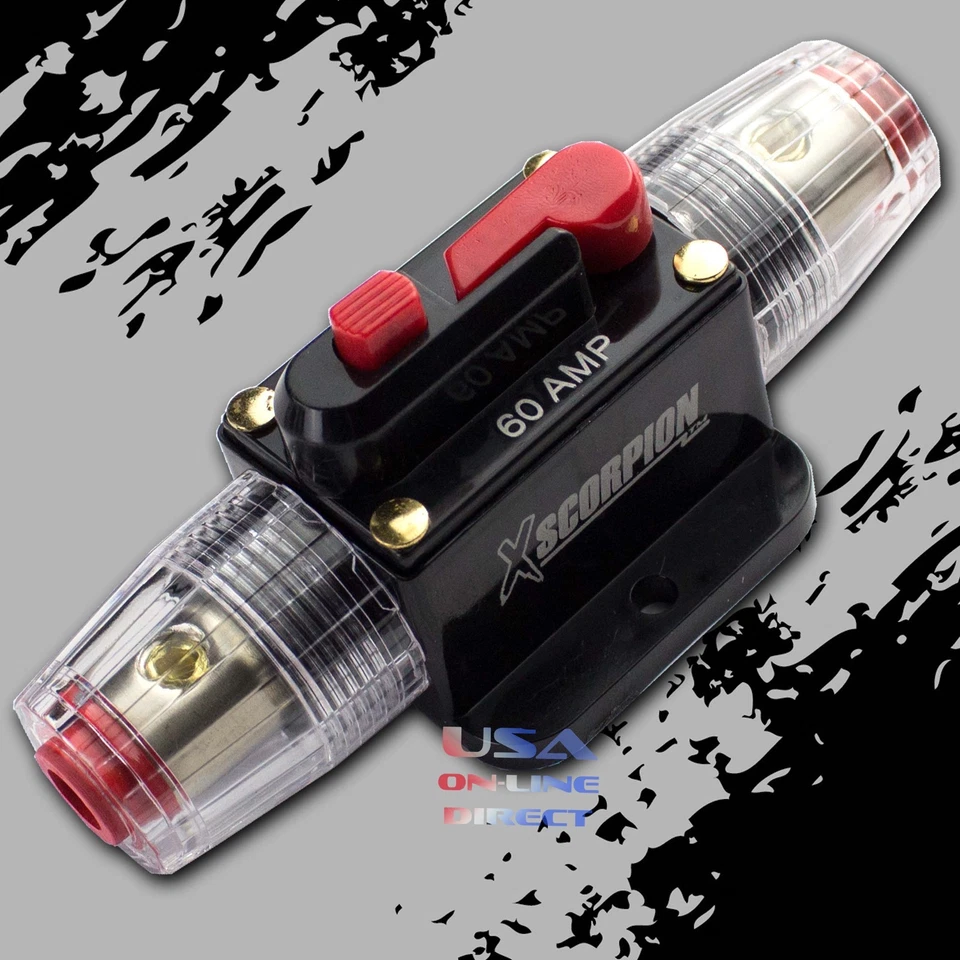 Disyuntor de alimentación en línea dorado grado marino 12v 60 amperios restablecimiento manual audio Foto 1 de 1