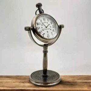 Brass Nautical Marine Desk Clock Brass Table Clock 5” Rotating Dial Engraved - Picture 1 of 4