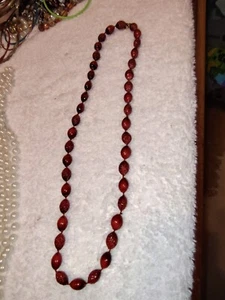 Vintage Joan Rivers Red Bead w Black Highlights Necklace - Picture 1 of 4