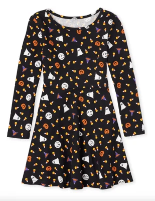 The Children’s Place Halloween Glow Skater Dress Black, Girls Size 16 - Image 1 of 4