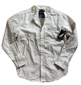 NEW NAUTICA Boys Long Sleeve Button Down Shirt Top Cream sz Small 8 - Picture 1 of 6