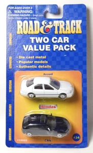 Paquete de 2 Maisto Road & Track Honda Civic Si negro Accord blanco - Imagen 1 de 1