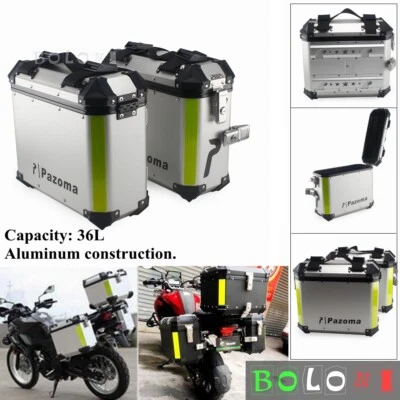 2x 36L Aluminum Motorcycle Saddlebag Side Cases For BMW F650 F800 R1200 R1250 - Image 1 of 4