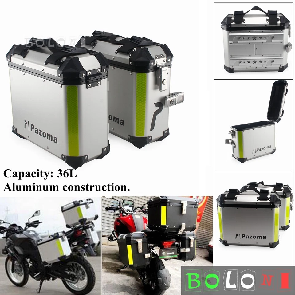2x Fundas laterales de aluminio para alforja de motocicleta 36L para BMW F650 F800 R1200 R1250 Foto 1 de 4