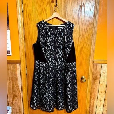 Calvin Klein Floral Lace Sheath Dress Black Size 20 - Image 1 of 4