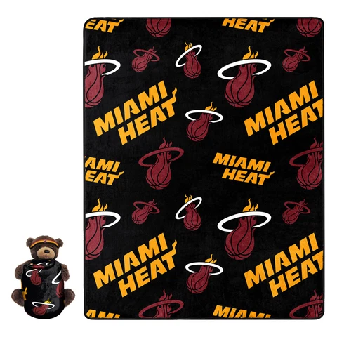 Northwest NBA Miami Heat Plush Bear Hugger With Silk Touch Throw Blanket Cover