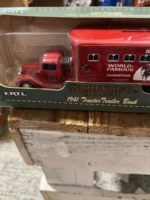 Ertl 1:43 Anheuser-Busch 1941 Tractor Trailer Die Cast Metal Locking Coin Bank  - Image 1 of 3