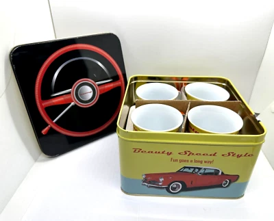 Set of 4 New York Motor Show 1962 Mugs & Metal Tin Box - Image 1 of 4