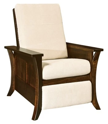 Amish Modern Upholstered Recliner Chair Solid Wood Back Surround Caledonia - Image 1 of 4