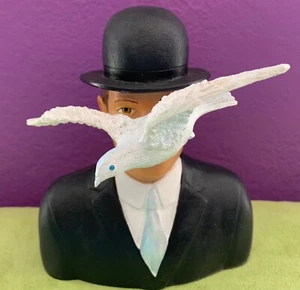 Rene Magritte MAN WITH HAT AND DOVE Art Sculpture Statue Figurine 6" Tall - Picture 1 of 12