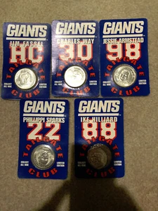 Lote de 5 monedas de fútbol americano A&P 1998 NY Giants: Armstead, Fassel, Ike, Sparks, Way - Imagen 1 de 6