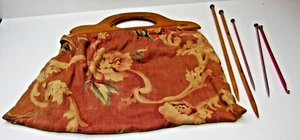 Bolso de Mano Floral Vintage con Paño Trasero Manijas de Madera con Agujas #P10 - Imagen 1 de 10