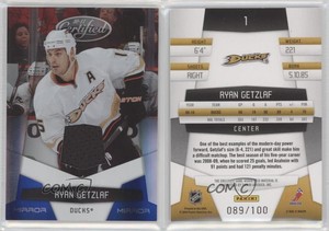 2010-11 Certified Mirror Blue Materials /100 Ryan Getzlaf #1