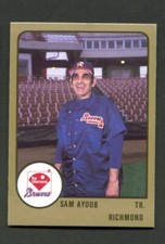1988 ProCards Richmond BRAVES #6 SAM AYOUB Trainer 