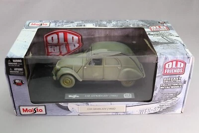 LJ525 MAISTO OLD FRIENDS 32153 1/18 1:18 Citroen 2CV 1952 vert kaki - Photo 1/4