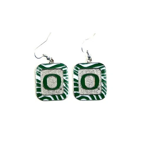 Oregon Ducks NCAA Zebra Style Dangle Earrings Cover