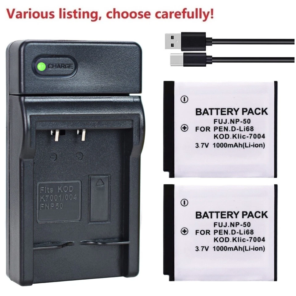 NP-50 NP-50A Battery or USB charger for FUJIFILM FinePix XP100 XP200 X10 X20 XF1 - Image 1 of 4