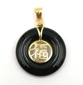 Genuine Multicolor Jade Circle Donut 18KGP Happiness Fortune Pendant Necklace - Picture 1 of 58