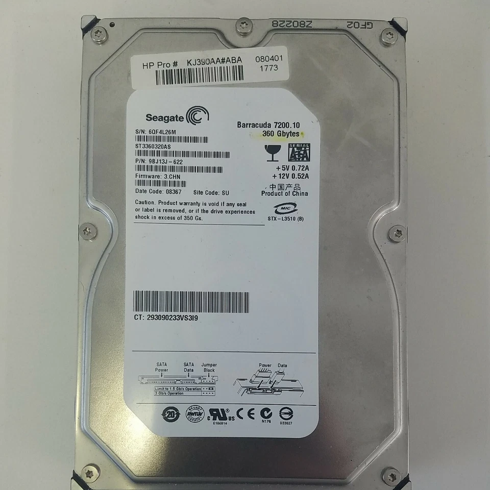 Seagate Barracuda 7200.10, ST33600320AS - 360 GB, HP Pro# KJ390AA#ABA - Image 1 of 1