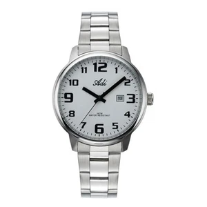 Adi Men's Stainless Steel Watch w/ White Dial, Full Numerals & Date, 43mm, 30m - Picture 1 of 7