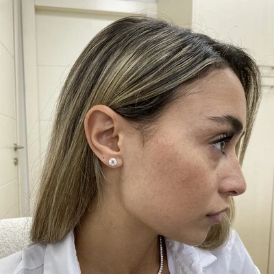 IGI Certified Diamond Earrings Stud Round 2 Ct E VS1 Lab created 14K Rose Gold - Image 1 of 4