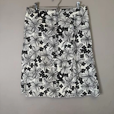 Falda De Colección Y2k Para Mujer Hasta la Rodilla Talla 5 Negra Blanca Floral Cremallera Trasera Foto 1 de 4