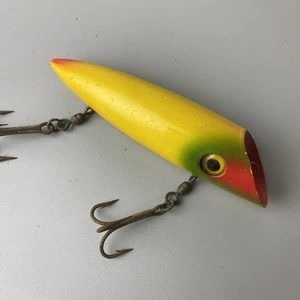 Hanson True Action Wood Fishing Lure Salmon 5" Plug Mustard - Picture 1 of 8
