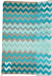 Set of 2 Semi Clear Plastic Placemats (17x12") BLUE CHEVRON ZIGZAGS, WAVES, WM - Picture 1 of 11