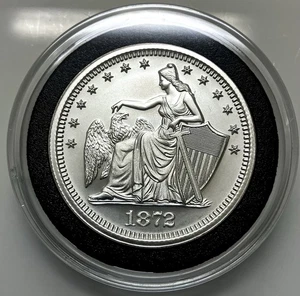 INTAGLIO COMO NUEVO 1872 AMAZÓNICO CUARTO DE DÓLAR TRIBUTO - 2 TROY OZ 39 MM EN CÁPSULA - Imagen 1 de 6