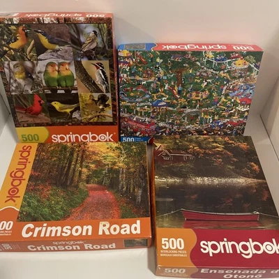 4 Springbok Puzzle Lot 500pc Dog Park Crimson Rd Songbird Symph Autumn Cove 4G6 - Image 1 of 4