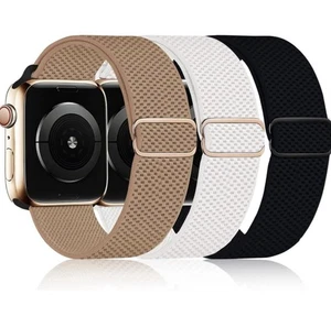 3 Pk Nylon Sport Loop Stretch Band Lot Apple Watch 10 9 8 7 SE 38 40 41 MM Brown - Picture 1 of 5