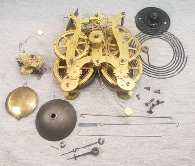 Antiguo reloj lira Seth Thomas de latón movimiento y piezas timbre, alarma y más Foto 1 de 4