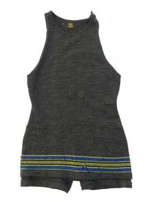 Vintage Gantner & Mattern 1920's wool swimsuit grey with stripes mens - Picture 1 of 10