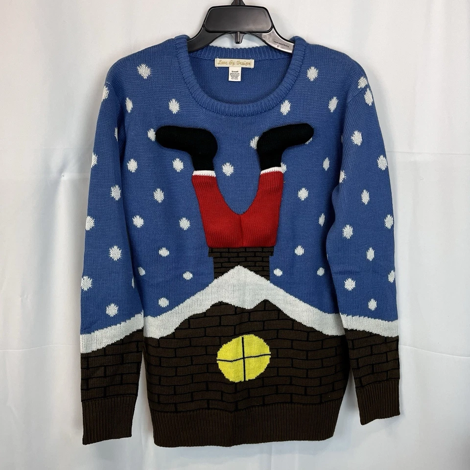 Suéter feminino Love by Design pequeno feio Natal Papai Noel preso na chaminé - Imagem 1 de 4