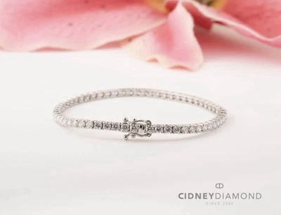 Теннисный браслет из белого золота 14 карат с выращенными в лаборатории бриллиантами 5 карат - Изображение 1 из 4