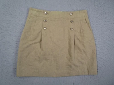 Sandro Paris Skirt Womens Large Khaki Linen Cotton Button Front High Waist Mini - Image 1 of 4