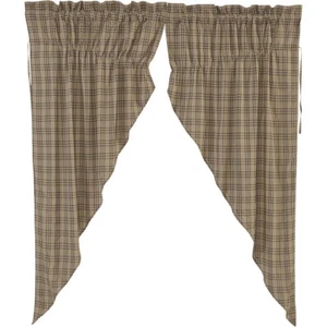 New Farmhouse Primitive BLACK OAT CHECK PRAIRIE CURTAIN Window Swags - Picture 1 of 2