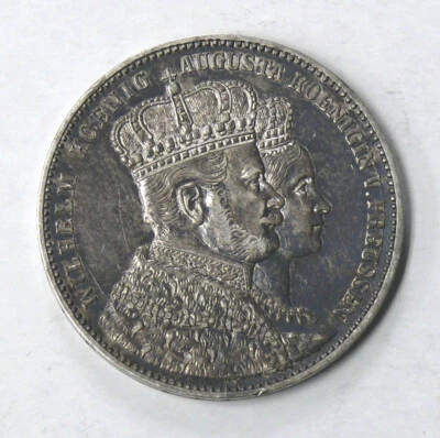 1861 A WILHELM I CORONATION German States Prussia SILVER 1 THALER - Image 1 of 2