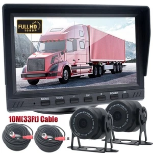 10m 4Pin 7" Monitor Heavy Duty Truck Reversing Kit+Dual HD Reverse Camera 12-24V - Picture 1 of 13