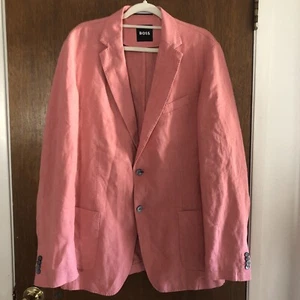 hugo boss 44L hanry slim fit linen sports coat in open pink retail $595 Nwot - Picture 1 of 10