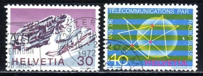 Suiza SC# 533-534 1971 - Les Diablerets Vaud - Telecomunicaciones - Usado  Foto 1 de 2